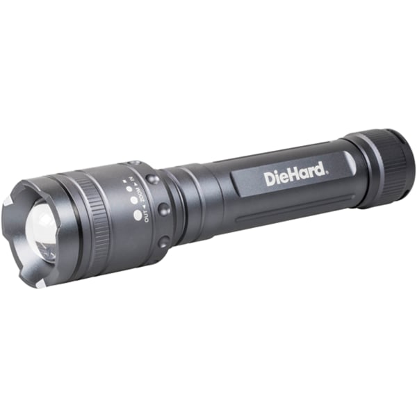 Diehard 2,400-Lumen Battery-Powered Twist Focus Flashlight, 9" X 2" X 2", Black