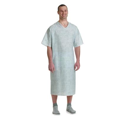 Medline Angle Back And Tie-Side Print Gowns, Spectrum Blue, Pack Of 12