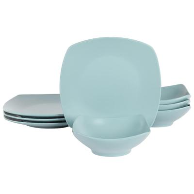 Gibson Home Zen Buffetware 8-Piece Fine Ceramic Dinnerware Set, Matte Arctic Blue