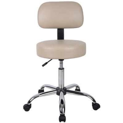 Boss Office Products Antimicrobial Medical Stool With Back, Beige/chrome