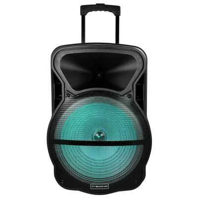 Trexonic Combination Bluetooth Portable Speaker, 15" Subwoofer With Remote Control And Wireless Microphone, Black