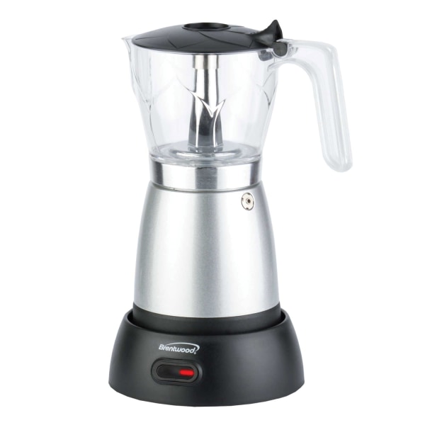 Brentwood 6-Cup Cordless Electric Moka Pot Espresso Machine, Silver