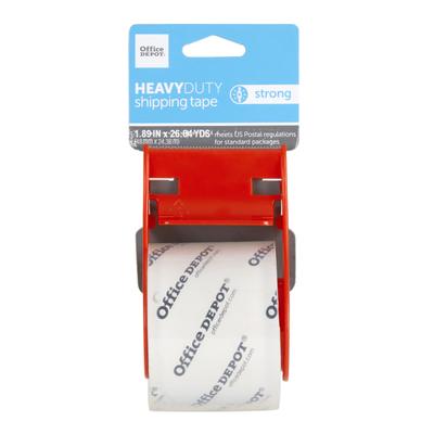 Office Depot Brand Heavy Duty Shipping Packing Tape With Dispenser, 1.89" X 26.64 Yd, Crystal Clear