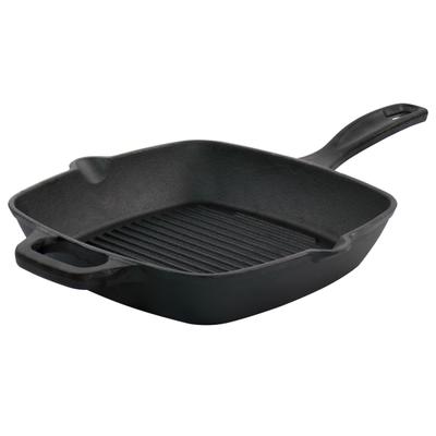 Oster Castaway Square Cast Iron Grill Pan, 10", Black