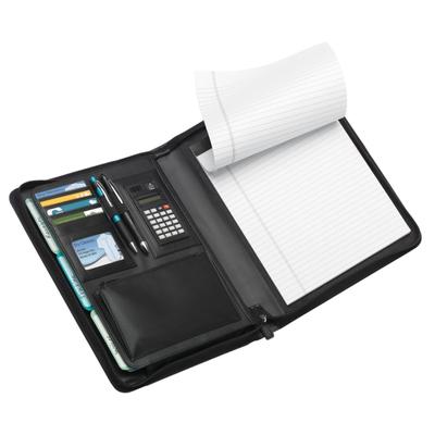 Office Depot Brand Leather Padfolio, Zipper Closure, Black
