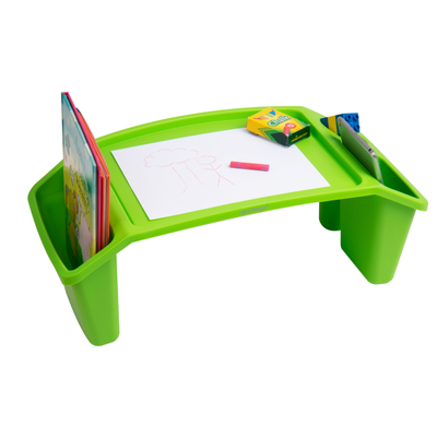 Mind Reader Sprout Collection Plastic Lap Desk With Side Storage Pockets, 8-1/2" H X 10-3/4" W X 22-1/4" D, Green, Kidlap-Grn