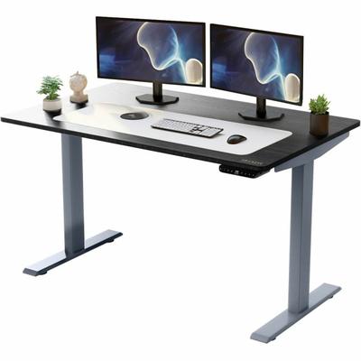 Uncaged Ergonomics Rise Up Electric Standing Desk 48X30" Black Desktop Dual Motors Adjustable Gray Frame (26-51.6") With Memory - Upgrade To A Truly Ergonomic, Motorized Sit Stand Up Office Desk Featuring Premium Motors