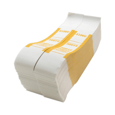 Sparco Kraft Paper Aba Bill Straps, $1,000, White/yellow, Box Of 1,000