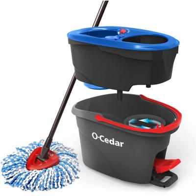 O-Cedar Easywring Rinseclean Spin Mop - Microfiber Head - Washable, Reusable, Machine Washable, Refillable, Telescopic Handle - 1 Each - Multi