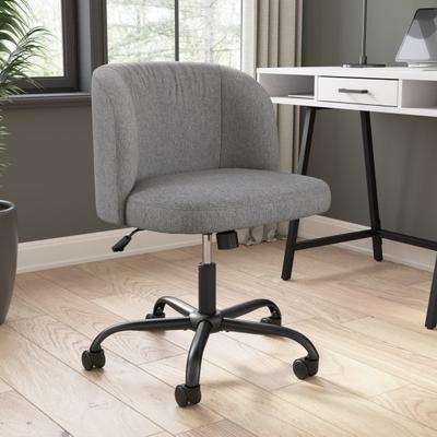 Bush Furniture Pembroke Ergonomic Fabric Armless Mid Back Desk Chair For Home Office, Warm Gray Fabric, Standard Delivery