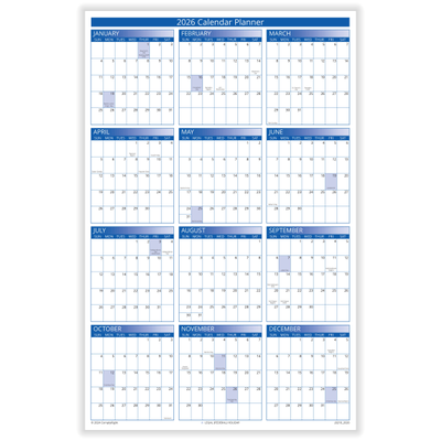 Complyright 2026 Desk Calendar Planner, 2-Sided. 11" X 17"