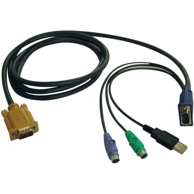 Tripp Lite 15 Ft Usb / Ps2 Cable Kit For Kvm Switches B020-U08 / U16 & B022-U16 15' - Keyboard / Video / Mouse (Kvm) Cable - 18 Pin Sphd (M) To Usb, Ps/2, Hd-15 (Vga) (M) - 15 Ft