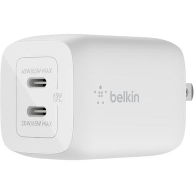 Belkin Boostcharge Pro Dual Usb-C Gan Wall Charger With Pps 65W Laptop Chromebook Charging - Power Adapter - 65 W
