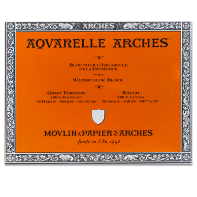 Arches Aquarelle Watercolor Block, 140 Lb, Rough Press, 18" x 24"