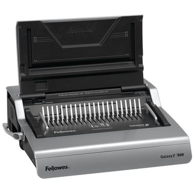Fellowes Galaxy-E 500 Electric Comb Binding Machine With Starter Kit, Silver/black