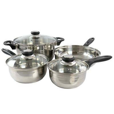 Gibson Home Lybra 7-Piece 2-Tone Polished Stainless Steel Cookware Set, Silver