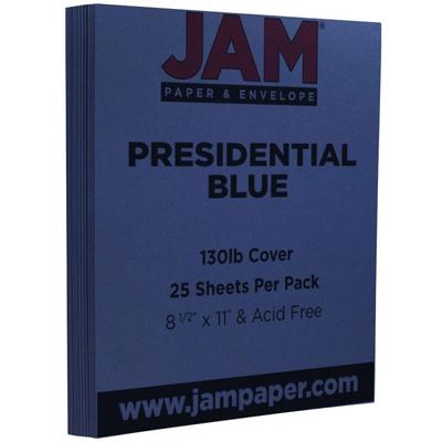 JAM Paper Card Stock, Blue, Letter (8.5" x 11"), 130 Lb, Pack Of 25