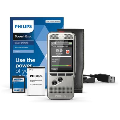 Philips Pocket Memo Voice Recorder (Dpm6000) - Microsd, Microsdhc Supported - 2.4" Lcd - Dss, Mp3, Wav - Headphone - Portable