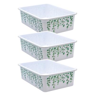 Teacher Created Resources Plastic Storage Bin, Large, Eucalyptus, Pack Of 3