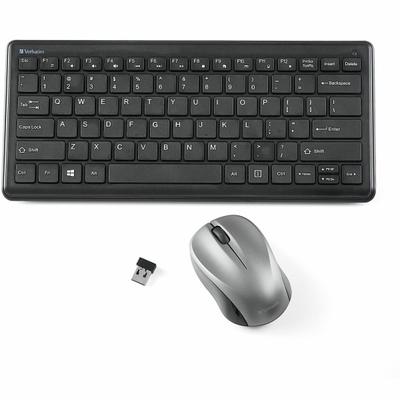 Verbatim Silent Wireless Compact Keyboard And Mouse - Wireless Rf 2.40 Ghz Keyboard - Wireless Rf Mouse - Blue Led - 1600 Dpi