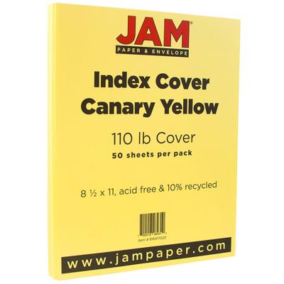 JAM Paper Vellum Bristol Card Stock, Canary Yellow, Letter (8.5" x 11"), 110 Lb, Pack Of 50