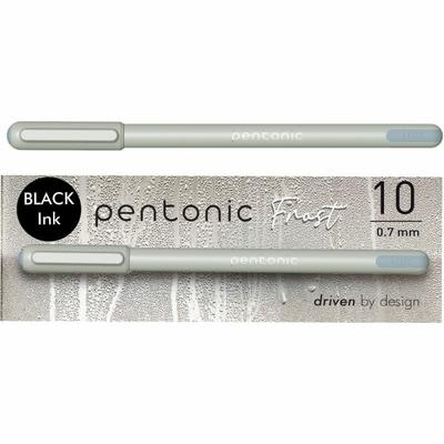 Pentonic Frosted Barrel Ballpoint Pens - 0.7 Mm Fine Pen Point - Black Ink - Frost, Gray Barrel - 10 / Box