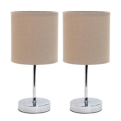 Simple Designs Mini Basic Table Lamps, 11"h, Gray Shade/chrome Base, Set Of 2 Lamps