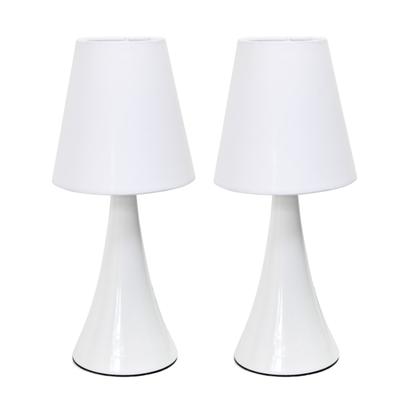 Simple Designs Valencia Colors Mini Touch Table Lamps, 11-7/16"h, White Shade/white Base, Set Of 2 Lamps