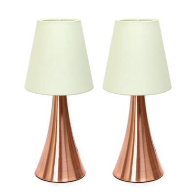 Simple Designs Valencia Mini Touch Table Lamps, 11-7/16"h, Cream Shade/rose Gold Base, Set Of 2 Lamps