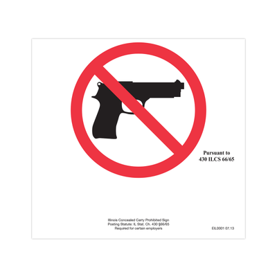 Complyright State Specialty Poster, Concealed Carry Prohibited Sign, English, Illinois, 6