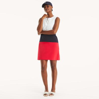 Nautica Women's Colorblock Lace-Up Dress Bright White, M