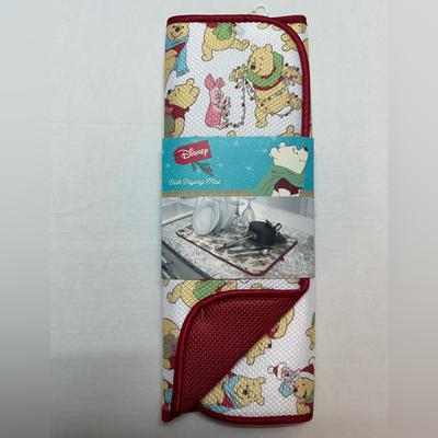 Disney Kitchen | Disney Dish Drying Mat Winnie The Pooh 16x18 Inch Christmas Holiday | Color: Red/White | Size: Os