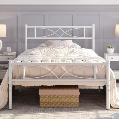 TEMU Costoffs Metal Bed Frame With High Headboard Guest Bed With Slatted Base For Bedroom Image