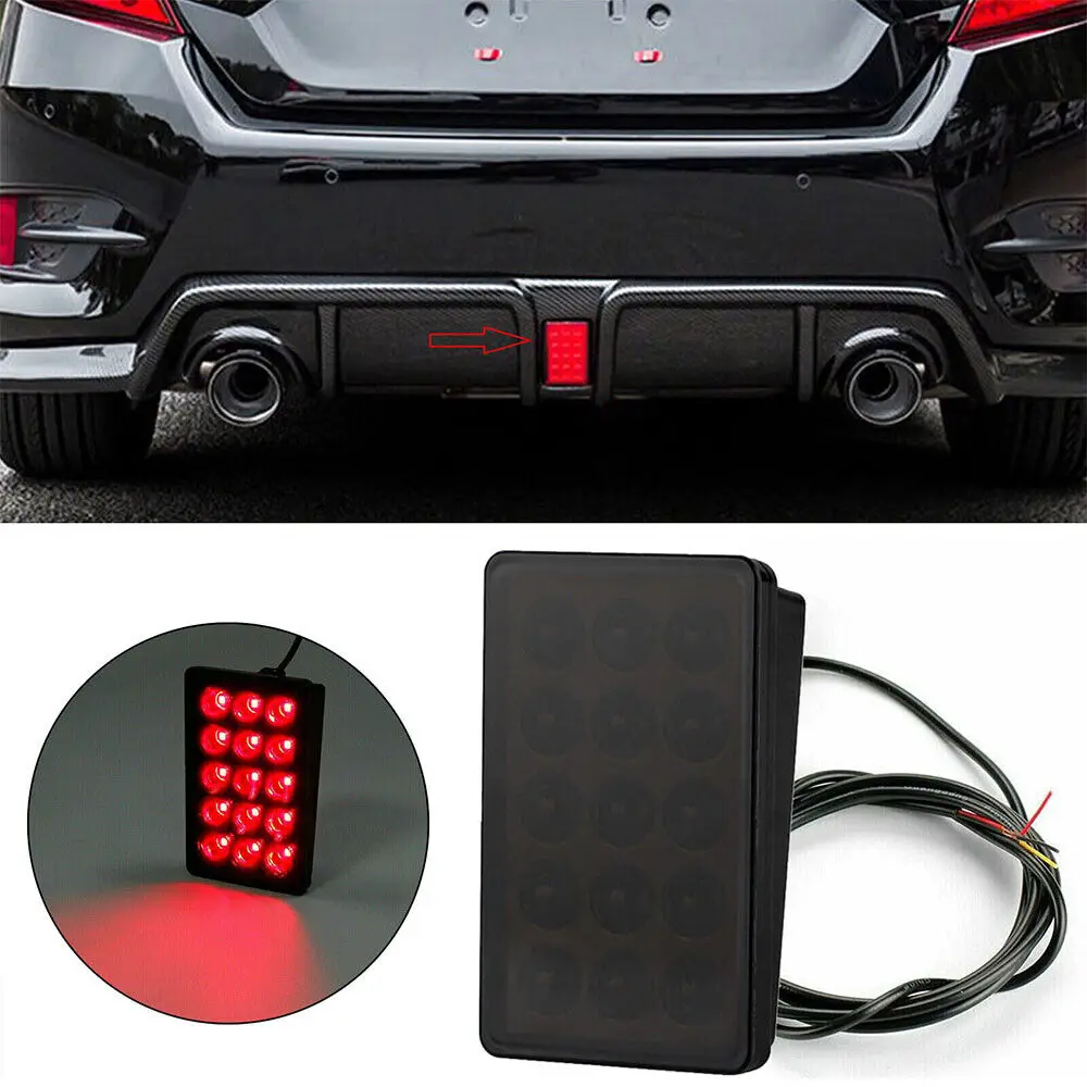 Luci pilota freno a LED stile F1 12V 15led Luci posteriori posteriori Flash automatico Avvertimento Reverse Stop Lampade di segnalazione di sicurezza per auto SUV Moto