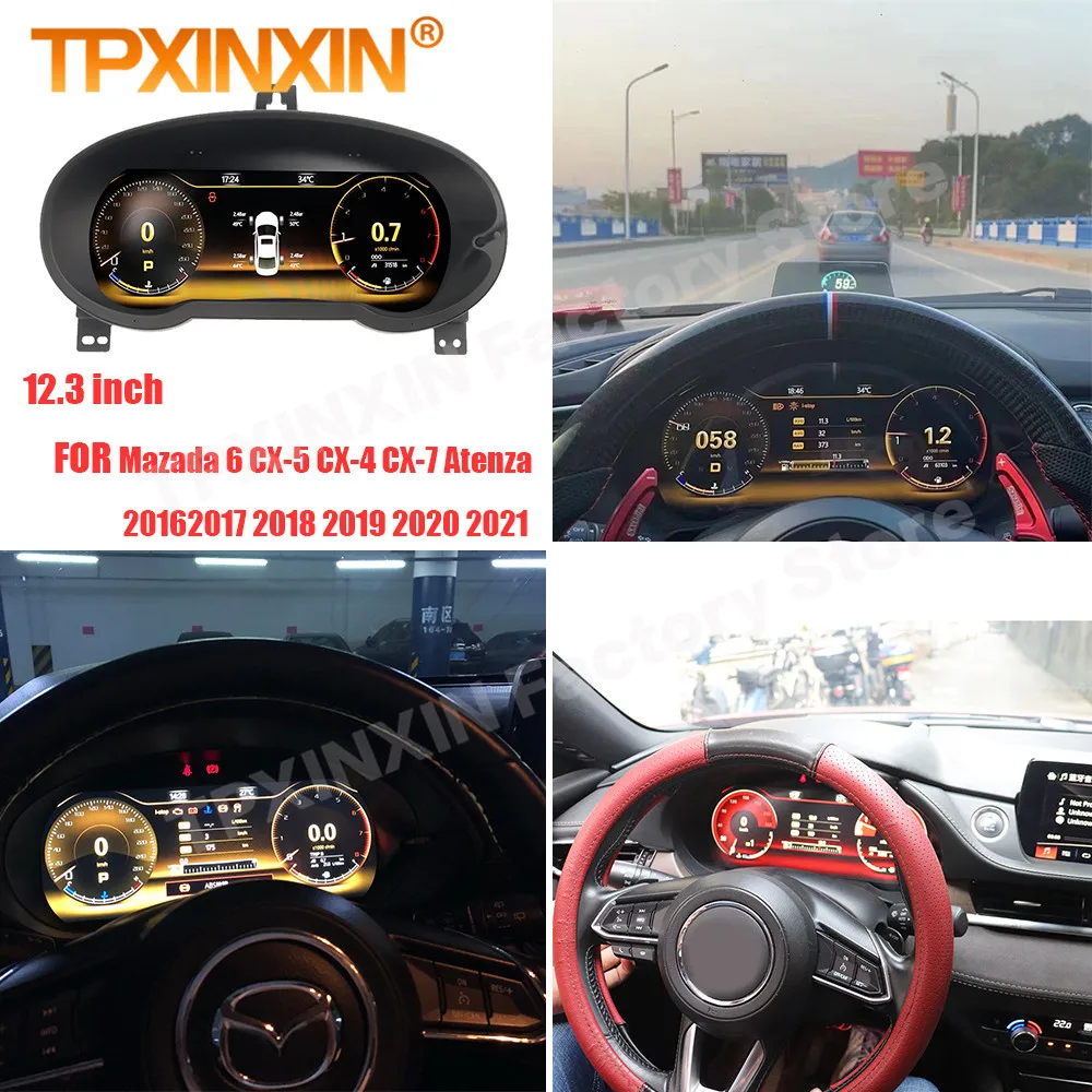Digital LCD Dashboard Panel Virtual Instrument Cluster For Mazda 6 CX-4 CX-5 CX-7 Atenza 2016 2017-2021 GPS Center Speedometer Image