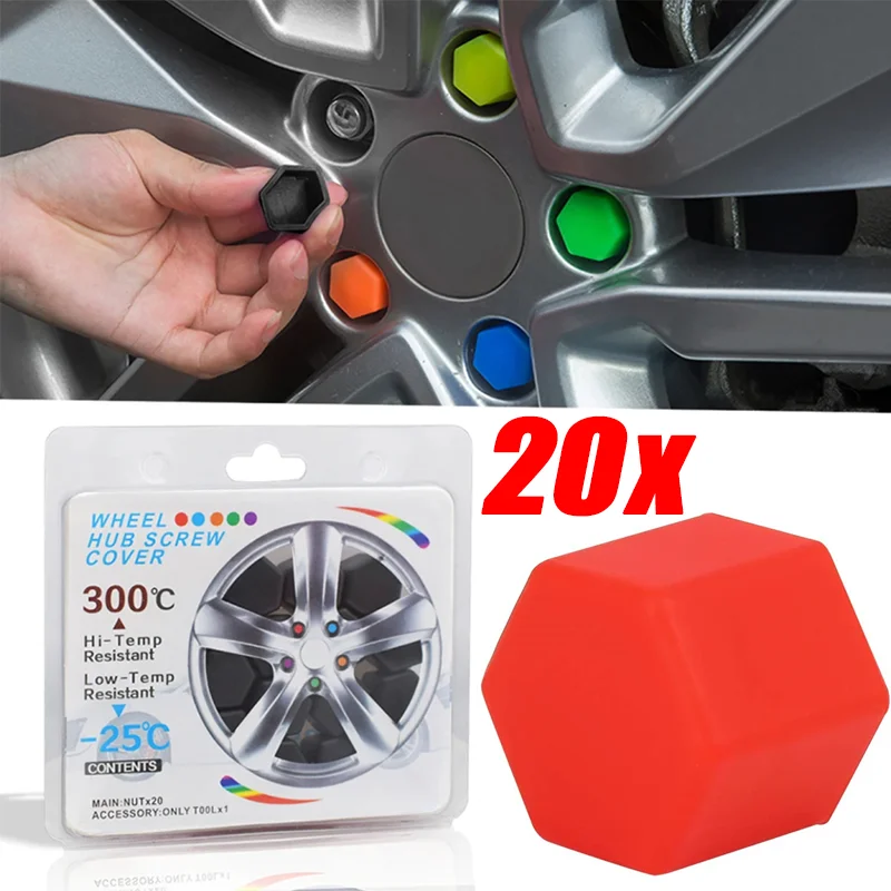 20 Pz/set Silicone Auto Pneumatico Mozzo Ruota Coperture Tappi di Protezione 19/21mm Dadi Ruota Mozzo Ruota Vite di Protezione A Prova di Polvere bullone copertura