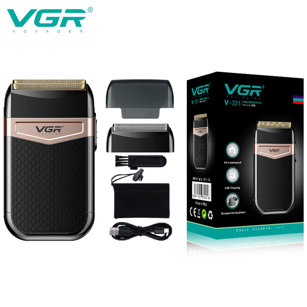 VGR 331 Folienrasierer, professionelle Elektrorasierer, Folien, Gesichtsrasierer, Rasiermaschine, wasserdichter Bartschneider für Männer Image