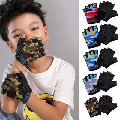 Cycling Gloves Half Finger Bicycle Gloves High Elastic Non-slip Bike Gloves Children's Bike Gloves Riding Equipment