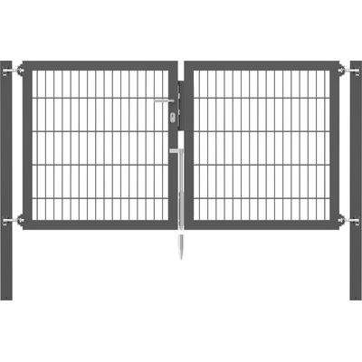 Zaundoppeltür ALBERTS "Flexo Plus", grau (anthrazit), B:200cm H:100cm, Stahl, Tore, anthrazit, verschiedene Abmessungen