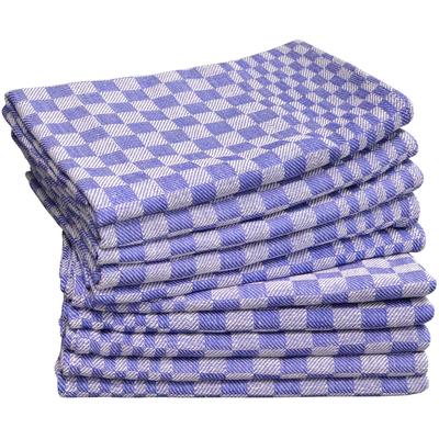 Geschirrtuch DYCKHOFF "Halbleinen Grubentuch, kariert, 55% Baumwolle, 45% Leinen, 10 Stück", blau, B:50cm L:100cm, 55% Baumwolle, 45% Leinen, Geschirrtücher, Geschirrtücher, extra groß, je 50 x 100 cm Image