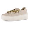 Plateausneaker GABOR, Damen, Gr. 40, beige (hellbeige), Ziegenveloursleder, unifarben, modisch, Schuhe, Freizeitschuh, Halbschuh, Schnürschu mit Best Fitting-Ausstattung