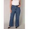 Weite Jeans BASE LEVEL CURVY, Damen, Gr. 52, Länge 32, blau (mid blau), Denim/Jeans, Obermaterial: 98% Baumwolle, 2% Elasthan, unifarben, casual, bequem lang, Jeans, in großen Größen
