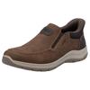 Slip-On Sneaker RIEKER, Herren, Gr. 45, braun (braun, dunkelbraun), Leder, Lederimitat, Basic, Schuhe, Slipper, Freizeitschuh, Halbschuh mit Gummizug und Soft Einlegesohle