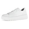 Plateausneaker GABOR, Damen, Gr. 37, silber (weiß, silberfarben), Nappaleder, kontrastfarbene Details, sportlich, Schuhe, Freizeitschuh, Halbschuh, Schnürschuh mit Kontrast-Rahmennaht