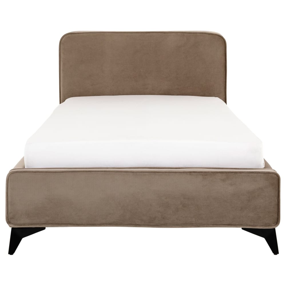 Lit simple en tissu velours, gris foncé, avec sommier, 90 x 190 cm
