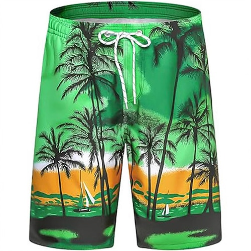 Herren Boardshorts Badeshorts Badehose Tropisch Bedruckt Kordelzug Mit Taschen 4-Wege-Stretchgewebe Schnelltrocknend Mit Taschen Boardshorts Unterteile Surfen Strand Wassersport Sommer Image