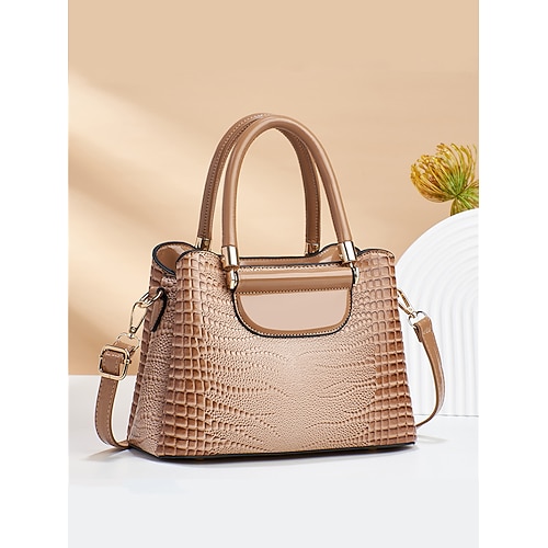 elegante borsa in similpelle con stampa coccodrillo – elegante borsa con manico superiore e tracolla staccabile, lussuosa borsa tote per donna, perfetta per lavoro, feste ed eventi formali nero rosa rosso