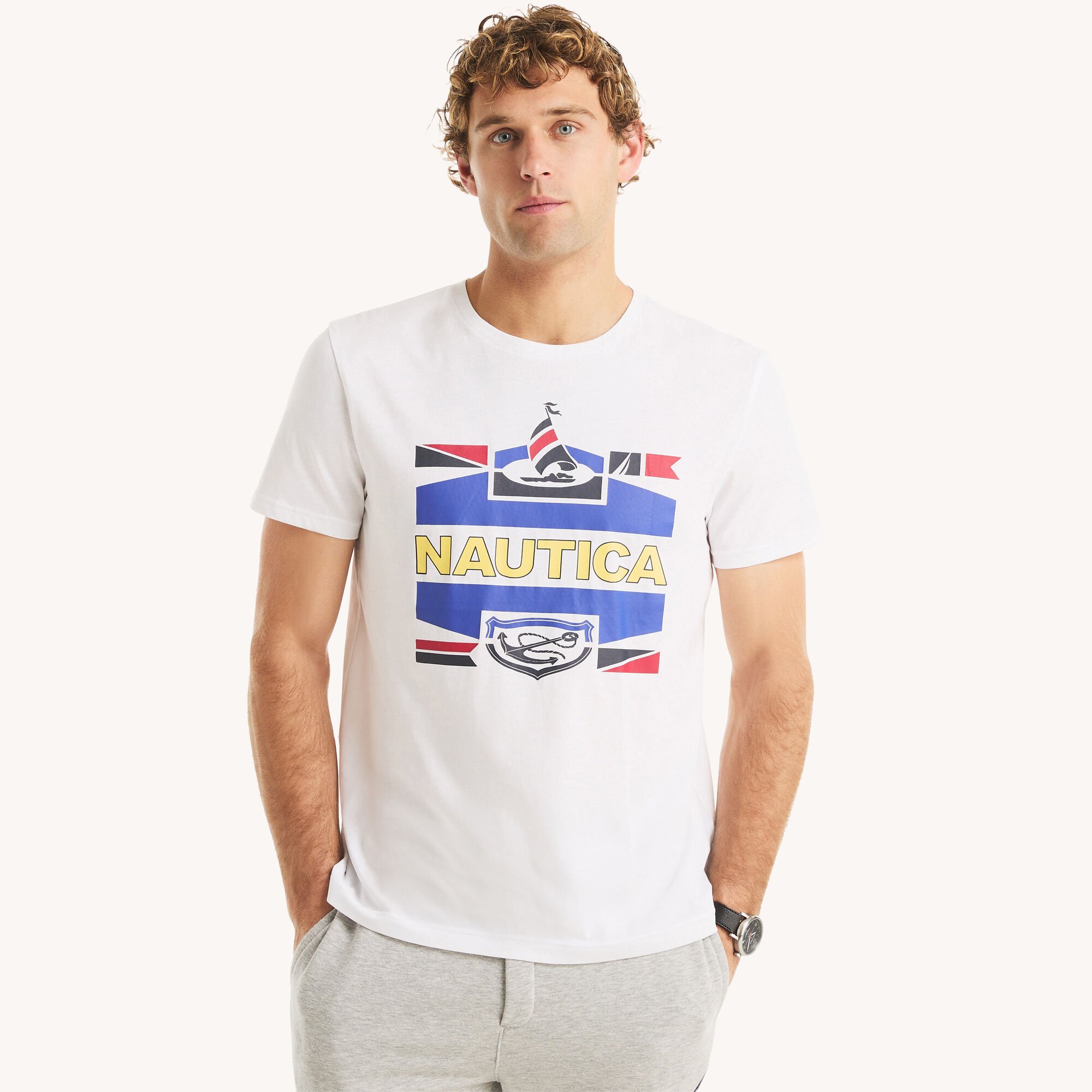 Nautica Men's Logo Graphic T-Shirt 101 (Bright White), 3XL