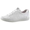 Sneaker GABOR "YORK", Damen, Gr. 43, silber (weiß, silberfarben), Kalbsleder, Lederimitat, unifarben mit Farbeinsatz, sportlich, Schuhe, mit modischer Ziersteppung, Freizeitschuh, Halbschuh, Schnürschuh