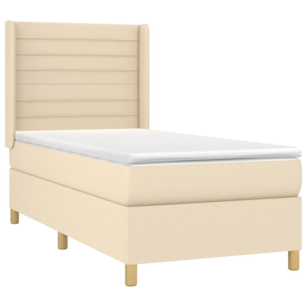 vidaXL Boxspringbett mit Matratze & LED Creme 100x200 cm Stoff Image